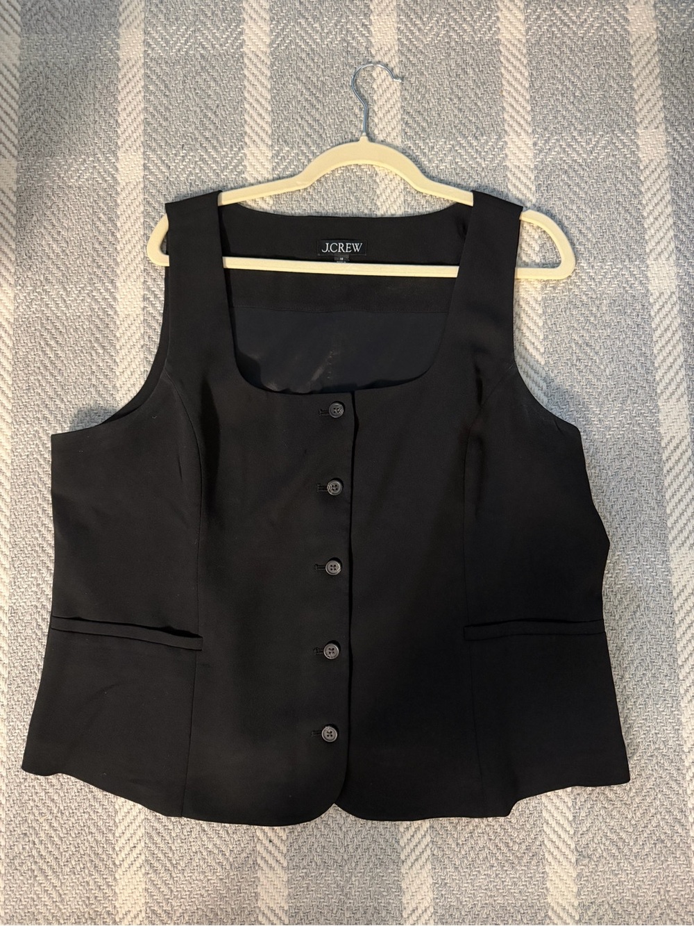 J. Crew Black Button-Front Sleeveless Vest